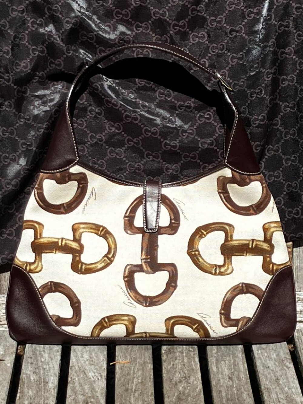 💯Authentic GUCCI Horsebit Bamboo Print Vintage Hobo Bag - Picture 16 of 16